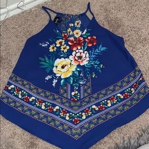 Royal blue, floral tank top